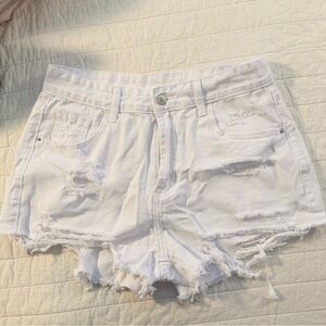 SHEIN White Ripped Jean Shorts